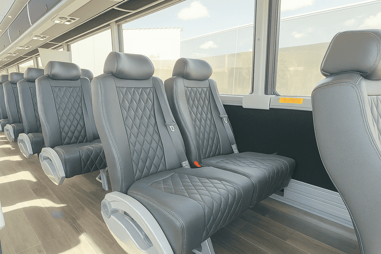 interior of Columbia Shuttle Bus Rentals charter bus